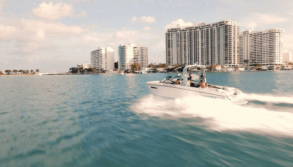 WakeXscape's white 2024 G25 Nautique on Miami water