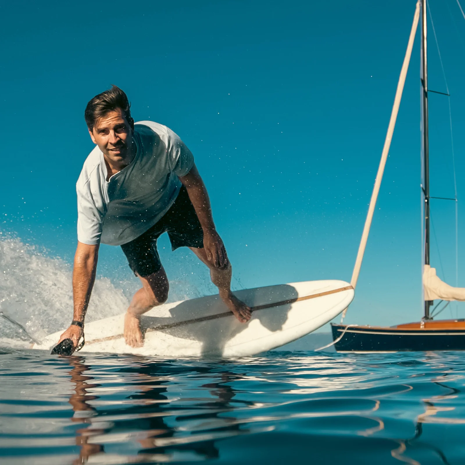 LIND electric surfboard in action; manufacturer photography, not Miami charter footage
